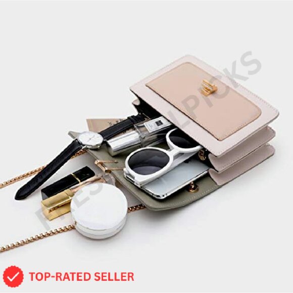 Chic Faux Leather Crossbody Bag Minimal Designer Style Y2K Trendy - Picture 7 of 8